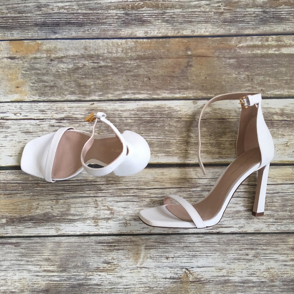 Stuart Weitzman White Squarenudist 100 Sandals NWT